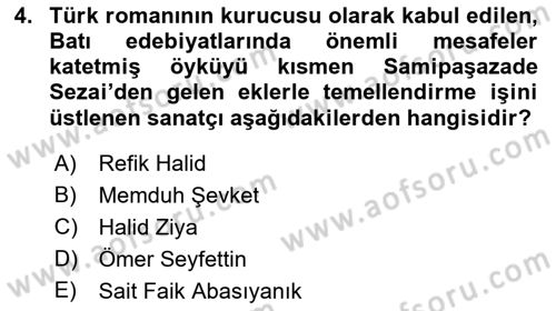 Yeni Türk Edebiyatına Giriş 1 Dersi Ara Sınavı Deneme Sınav Soruları 4. Soru