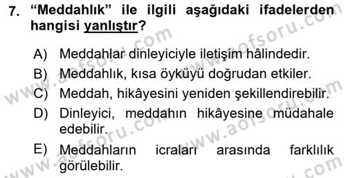 Yeni Türk Edebiyatına Giriş 1 Dersi 2019 - 2020 Yılı (Vize) Ara Sınav Soruları 7. Soru