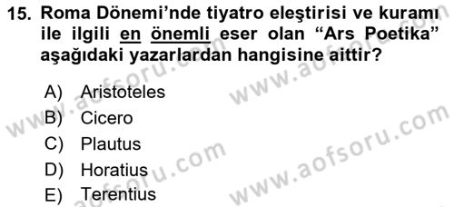 Yeni Türk Edebiyatına Giriş 1 Dersi 2019 - 2020 Yılı (Final) Dönem Sonu Sınav Soruları 15. Soru