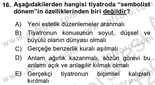 Yeni Türk Edebiyatına Giriş 1 Dersi 2019 - 2020 Yılı (Final) Dönem Sonu Sınav Soruları 16. Soru