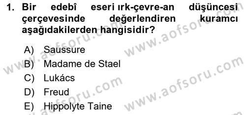 Yeni Türk Edebiyatına Giriş 1 Dersi 2020 - 2021 Yılı Yaz Okulu Sınav Soruları 1. Soru