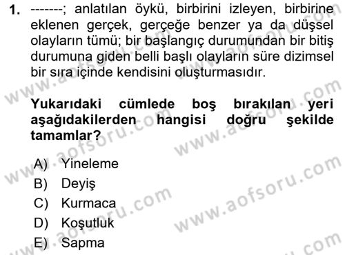 Yeni Türk Edebiyatına Giriş 1 Dersi Ara Sınavı Deneme Sınav Soruları 1. Soru