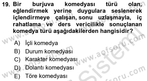 Yeni Türk Edebiyatına Giriş 1 Dersi 2021 - 2022 Yılı (Final) Dönem Sonu Sınav Soruları 19. Soru