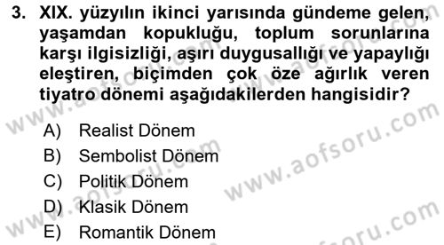 Yeni Türk Edebiyatına Giriş 1 Dersi 2021 - 2022 Yılı (Final) Dönem Sonu Sınav Soruları 3. Soru
