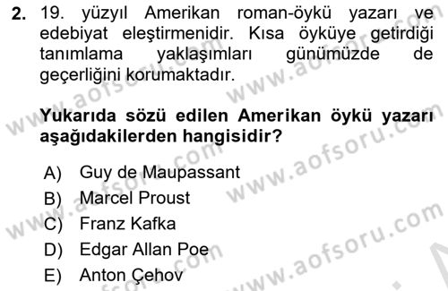 Yeni Türk Edebiyatına Giriş 1 Dersi 2021 - 2022 Yılı Yaz Okulu Sınav Soruları 2. Soru