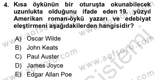Yeni Türk Edebiyatına Giriş 1 Dersi 2022 - 2023 Yılı (Vize) Ara Sınav Soruları 4. Soru