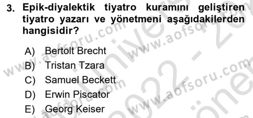 Yeni Türk Edebiyatına Giriş 1 Dersi 2022 - 2023 Yılı (Final) Dönem Sonu Sınav Soruları 3. Soru