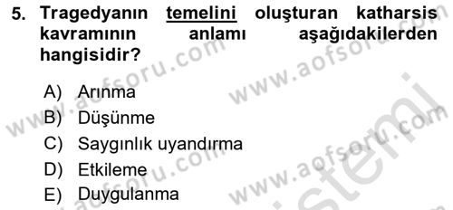 Yeni Türk Edebiyatına Giriş 1 Dersi 2022 - 2023 Yılı (Final) Dönem Sonu Sınav Soruları 5. Soru