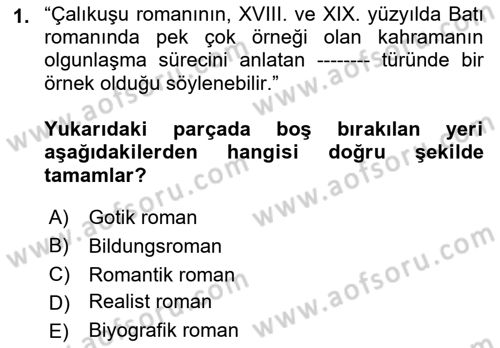 Yeni Türk Edebiyatına Giriş 1 Dersi 2022 - 2023 Yılı Yaz Okulu Sınav Soruları 1. Soru