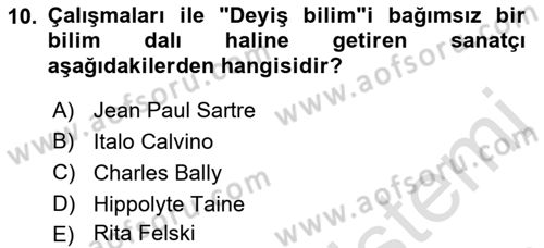 Yeni Türk Edebiyatına Giriş 1 Dersi 2022 - 2023 Yılı Yaz Okulu Sınav Soruları 10. Soru