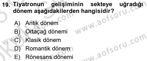 Yeni Türk Edebiyatına Giriş 1 Dersi 2022 - 2023 Yılı Yaz Okulu Sınav Soruları 19. Soru
