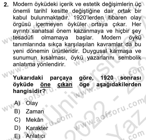Yeni Türk Edebiyatına Giriş 1 Dersi 2022 - 2023 Yılı Yaz Okulu Sınav Soruları 2. Soru