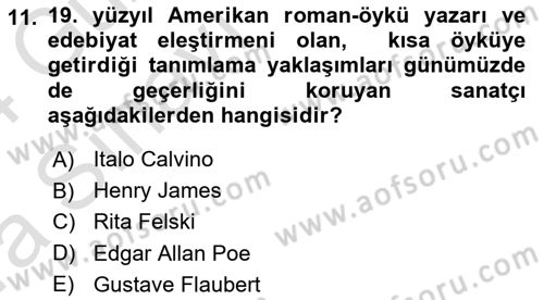 Yeni Türk Edebiyatına Giriş 1 Dersi 2023 - 2024 Yılı (Vize) Ara Sınav Soruları 11. Soru