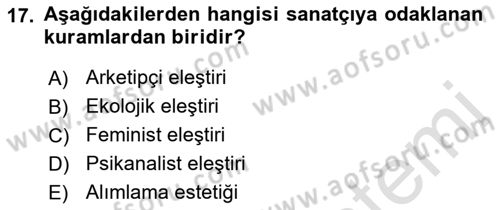 Yeni Türk Edebiyatına Giriş 1 Dersi 2023 - 2024 Yılı (Vize) Ara Sınav Soruları 17. Soru