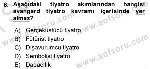 Yeni Türk Edebiyatına Giriş 1 Dersi 2023 - 2024 Yılı (Final) Dönem Sonu Sınav Soruları 6. Soru