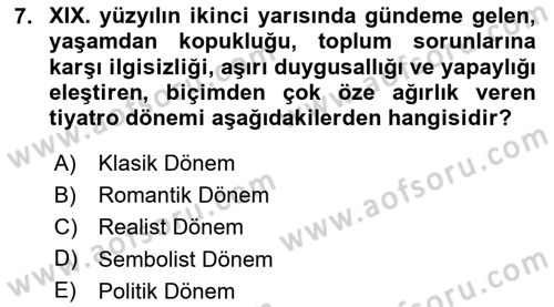 Yeni Türk Edebiyatına Giriş 1 Dersi 2023 - 2024 Yılı Yaz Okulu Sınav Soruları 7. Soru