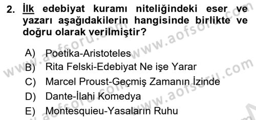 Yeni Türk Edebiyatına Giriş 1 Dersi 2024 - 2025 Yılı (Vize) Ara Sınav Soruları 2. Soru