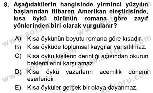 Yeni Türk Edebiyatına Giriş 1 Dersi 2024 - 2025 Yılı (Vize) Ara Sınav Soruları 8. Soru