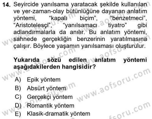 Yeni Türk Edebiyatına Giriş 1 Dersi 2024 - 2025 Yılı (Final) Dönem Sonu Sınav Soruları 14. Soru