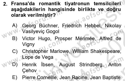 Yeni Türk Edebiyatına Giriş 1 Dersi 2024 - 2025 Yılı (Final) Dönem Sonu Sınav Soruları 2. Soru
