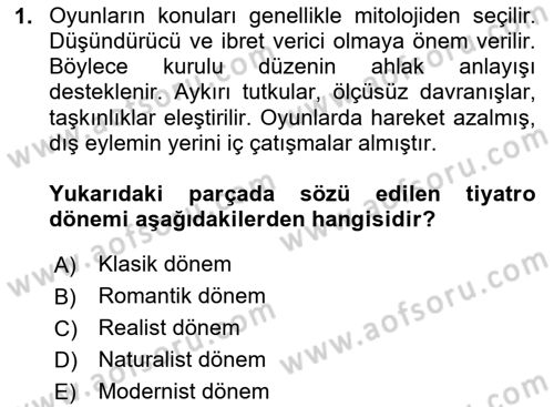 Yeni Türk Edebiyatına Giriş 1 Dersi 2024 - 2025 Yılı Yaz Okulu Sınav Soruları 1. Soru