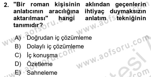 Yeni Türk Edebiyatına Giriş 1 Dersi 2024 - 2025 Yılı Yaz Okulu Sınav Soruları 2. Soru