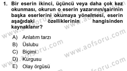 Yeni Türk Edebiyatına Giriş 1 Dersi 2025 - 2026 Yılı (Vize) Ara Sınav Soruları 1. Soru
