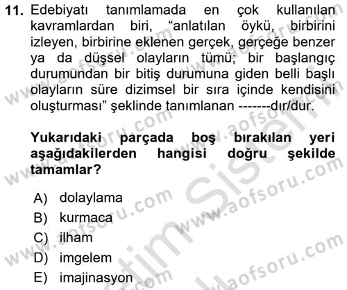 Yeni Türk Edebiyatına Giriş 1 Dersi 2025 - 2026 Yılı (Vize) Ara Sınav Soruları 11. Soru