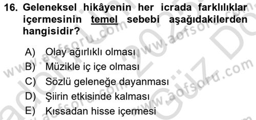 Yeni Türk Edebiyatına Giriş 1 Dersi 2025 - 2026 Yılı (Vize) Ara Sınav Soruları 16. Soru