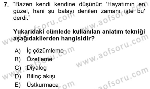 Yeni Türk Edebiyatına Giriş 1 Dersi 2025 - 2026 Yılı (Vize) Ara Sınav Soruları 7. Soru