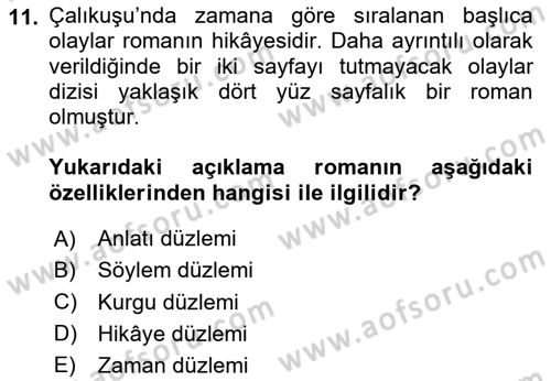 Yeni Türk Edebiyatına Giriş 1 Dersi 2025 - 2026 Yılı (Final) Dönem Sonu Sınav Soruları 11. Soru