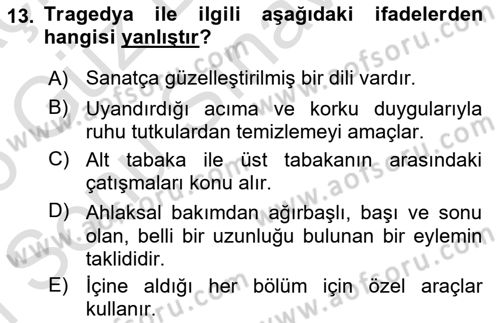 Yeni Türk Edebiyatına Giriş 1 Dersi 2025 - 2026 Yılı (Final) Dönem Sonu Sınav Soruları 13. Soru