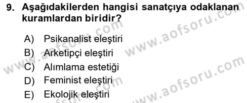 Yeni Türk Edebiyatına Giriş 1 Dersi 2025 - 2026 Yılı (Final) Dönem Sonu Sınav Soruları 9. Soru