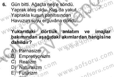 Yeni Türk Edebiyatına Giriş 2 Dersi 2012 - 2013 Yılı (Vize) Ara Sınav Soruları 6. Soru