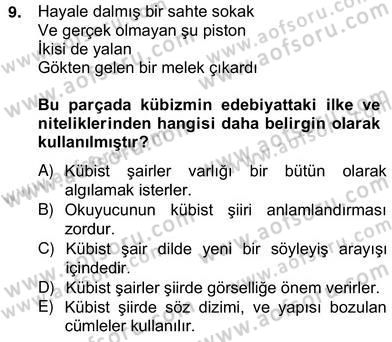 Yeni Türk Edebiyatına Giriş 2 Dersi 2012 - 2013 Yılı (Vize) Ara Sınav Soruları 9. Soru