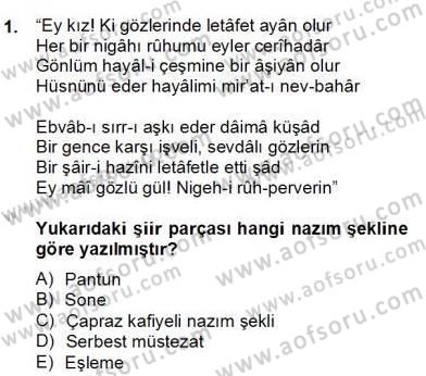 Yeni Türk Edebiyatına Giriş 2 Dersi 2012 - 2013 Yılı (Final) Dönem Sonu Sınav Soruları 1. Soru