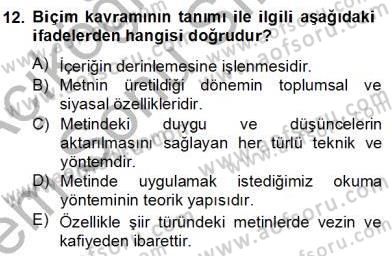 Yeni Türk Edebiyatına Giriş 2 Dersi 2012 - 2013 Yılı (Final) Dönem Sonu Sınav Soruları 12. Soru