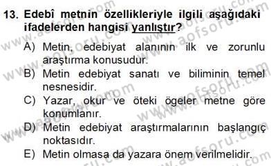 Yeni Türk Edebiyatına Giriş 2 Dersi 2012 - 2013 Yılı (Final) Dönem Sonu Sınav Soruları 13. Soru