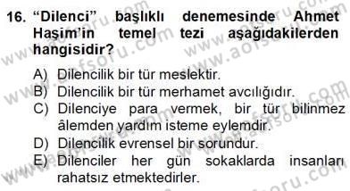 Yeni Türk Edebiyatına Giriş 2 Dersi 2012 - 2013 Yılı (Final) Dönem Sonu Sınav Soruları 16. Soru
