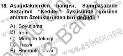 Yeni Türk Edebiyatına Giriş 2 Dersi 2012 - 2013 Yılı (Final) Dönem Sonu Sınav Soruları 18. Soru