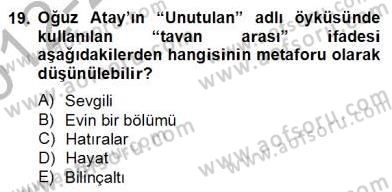 Yeni Türk Edebiyatına Giriş 2 Dersi 2012 - 2013 Yılı (Final) Dönem Sonu Sınav Soruları 19. Soru