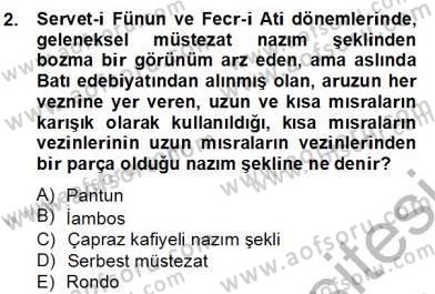 Yeni Türk Edebiyatına Giriş 2 Dersi 2012 - 2013 Yılı (Final) Dönem Sonu Sınav Soruları 2. Soru