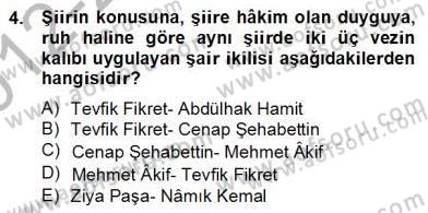 Yeni Türk Edebiyatına Giriş 2 Dersi 2012 - 2013 Yılı (Final) Dönem Sonu Sınav Soruları 4. Soru