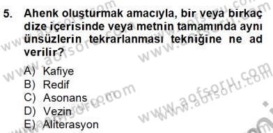 Yeni Türk Edebiyatına Giriş 2 Dersi 2012 - 2013 Yılı (Final) Dönem Sonu Sınav Soruları 5. Soru