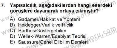 Yeni Türk Edebiyatına Giriş 2 Dersi 2012 - 2013 Yılı (Final) Dönem Sonu Sınav Soruları 7. Soru