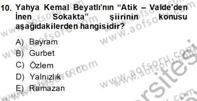 Yeni Türk Edebiyatına Giriş 2 Dersi 2013 - 2014 Yılı (Final) Dönem Sonu Sınav Soruları 10. Soru