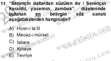 Yeni Türk Edebiyatına Giriş 2 Dersi 2013 - 2014 Yılı (Final) Dönem Sonu Sınav Soruları 11. Soru