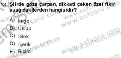 Yeni Türk Edebiyatına Giriş 2 Dersi 2013 - 2014 Yılı (Final) Dönem Sonu Sınav Soruları 13. Soru