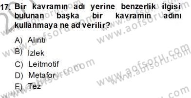 Yeni Türk Edebiyatına Giriş 2 Dersi 2013 - 2014 Yılı (Final) Dönem Sonu Sınav Soruları 17. Soru
