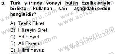 Yeni Türk Edebiyatına Giriş 2 Dersi 2013 - 2014 Yılı (Final) Dönem Sonu Sınav Soruları 2. Soru